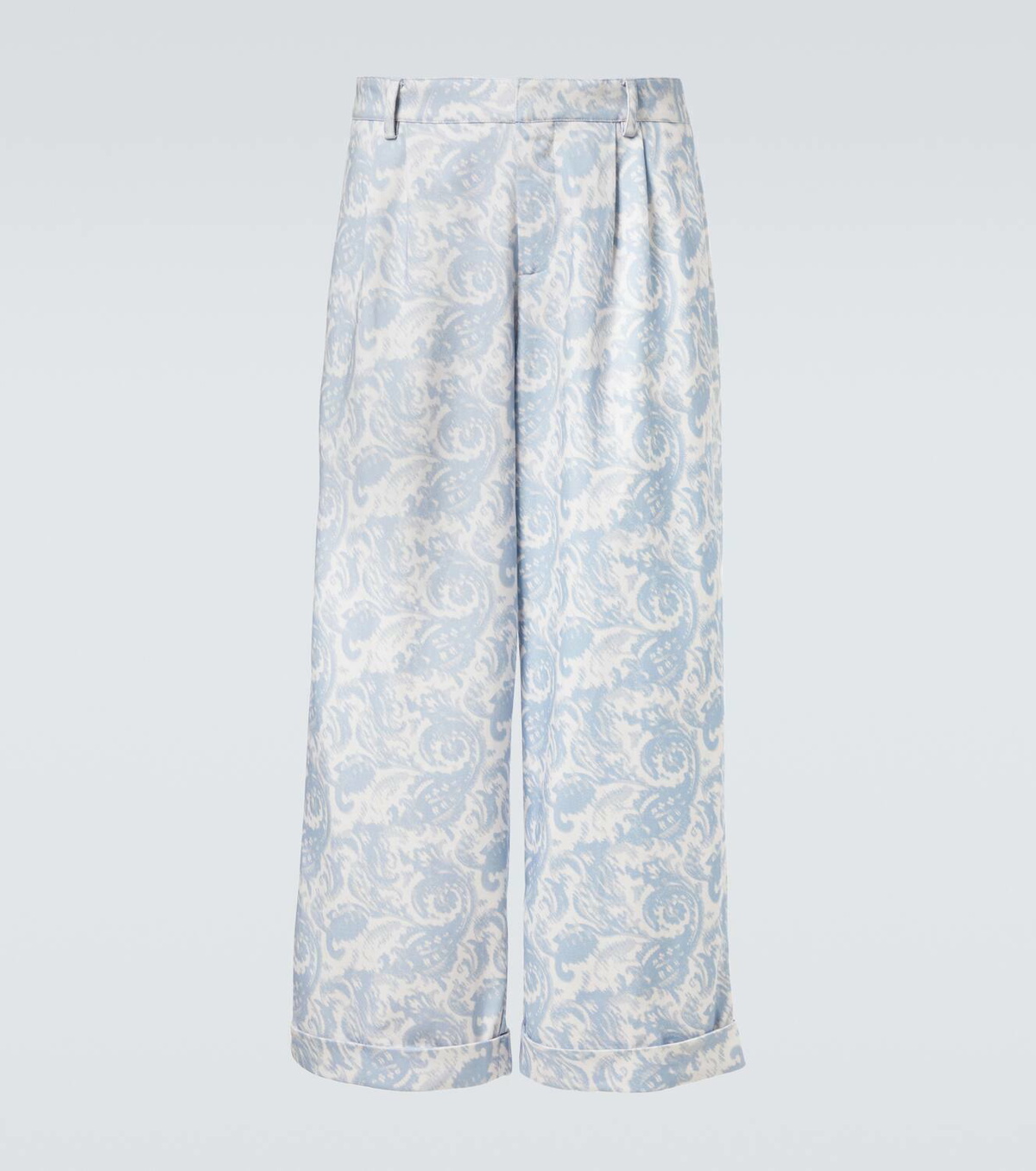 Commas Printed cotton-blend wide-leg pants