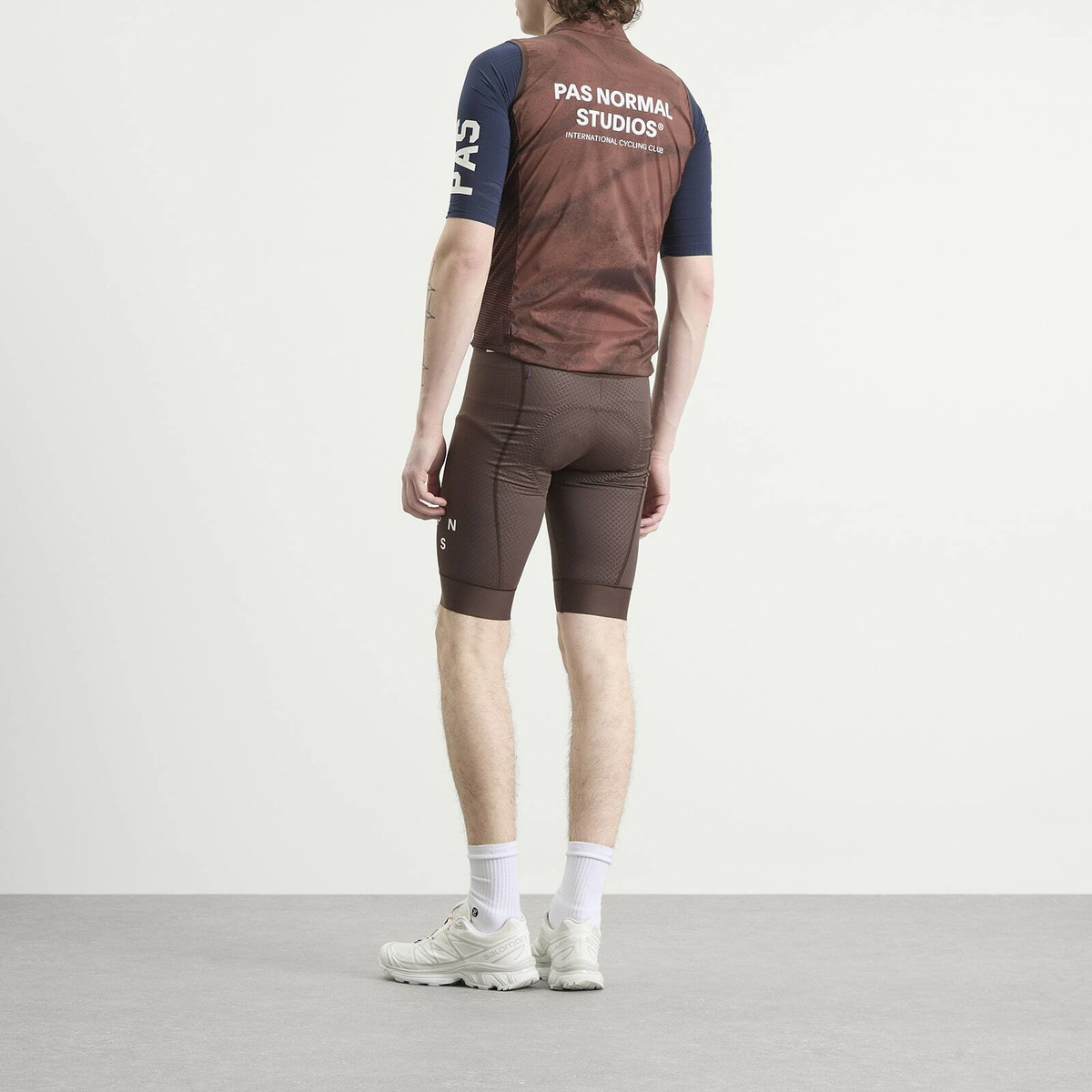 Pas Normal Studios Men's Mechanism Stow Away Gilet in Aop Light Brown