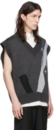 C2H4 Grey Geometry Knit Vest