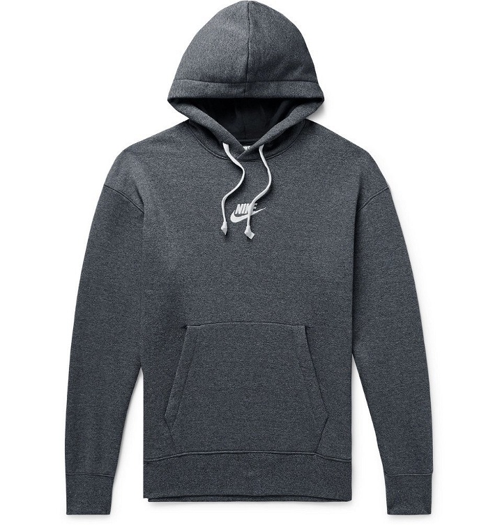 Photo: Nike - Logo-Embroidered Loopback Cotton-Blend Jersey Hoodie - Men - Charcoal
