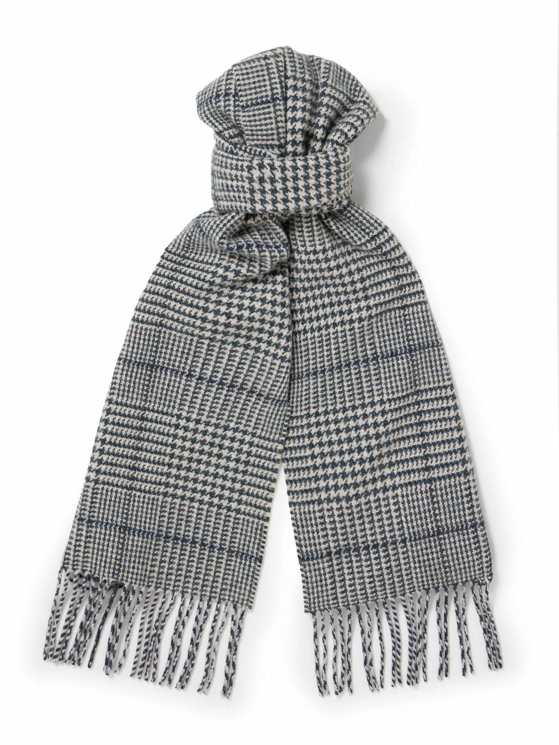 Johnstons of Elgin - Fringed Houndstooth Wool Scarf