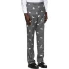 Thom Browne Grey Wool Animal Embroidered Trousers