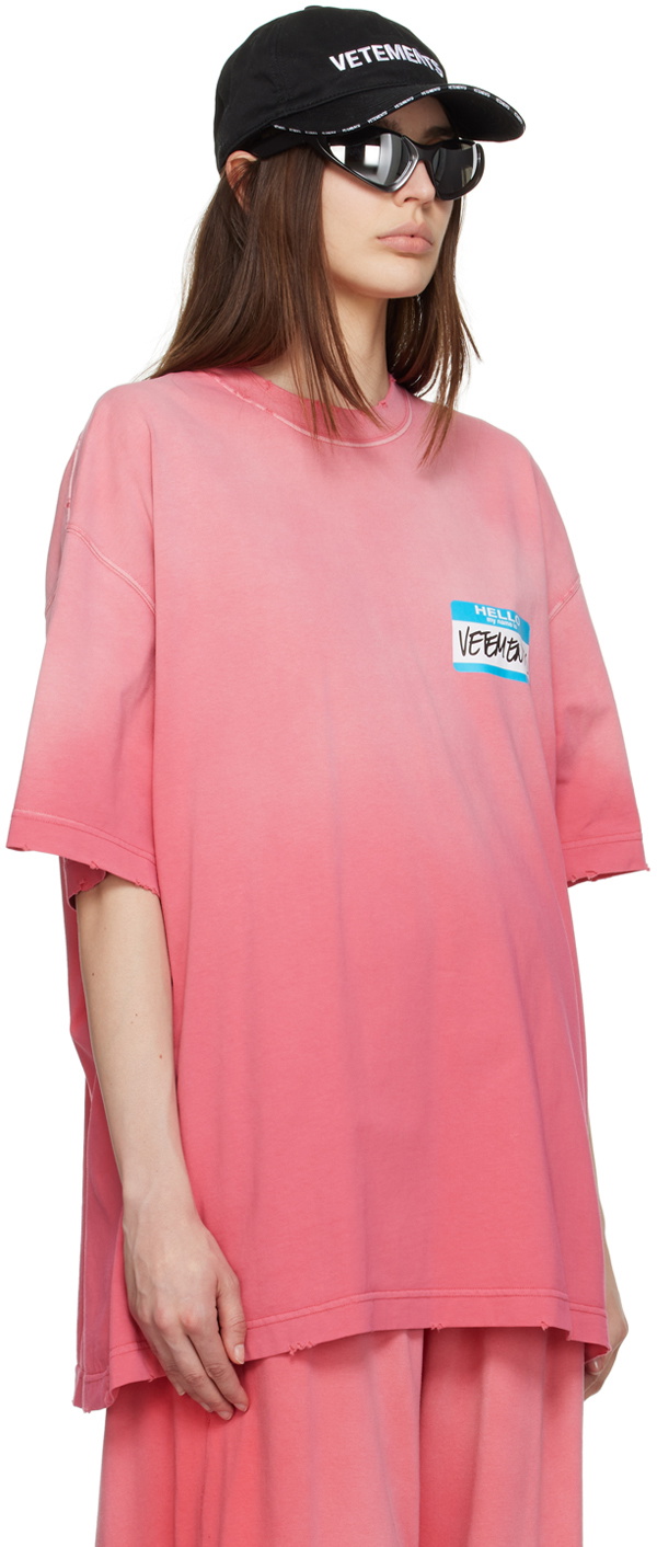VETEMENTS Pink 'My Name Is' T-Shirt