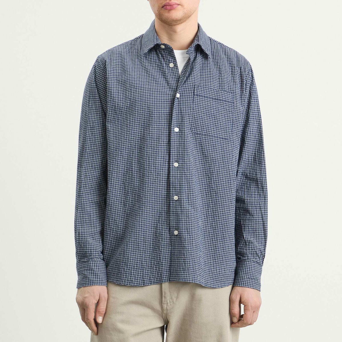 Foret Men's Pluto Checked Shirt in Navy/Cloud
