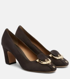 Ferragamo Gancini suede pumps