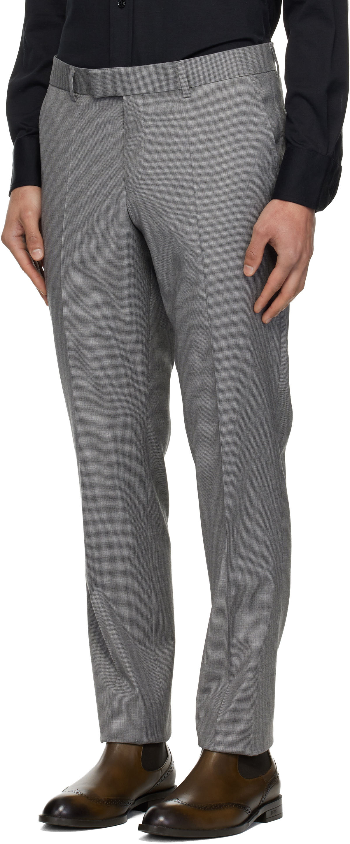 BOSS Gray Houndstooth Suit