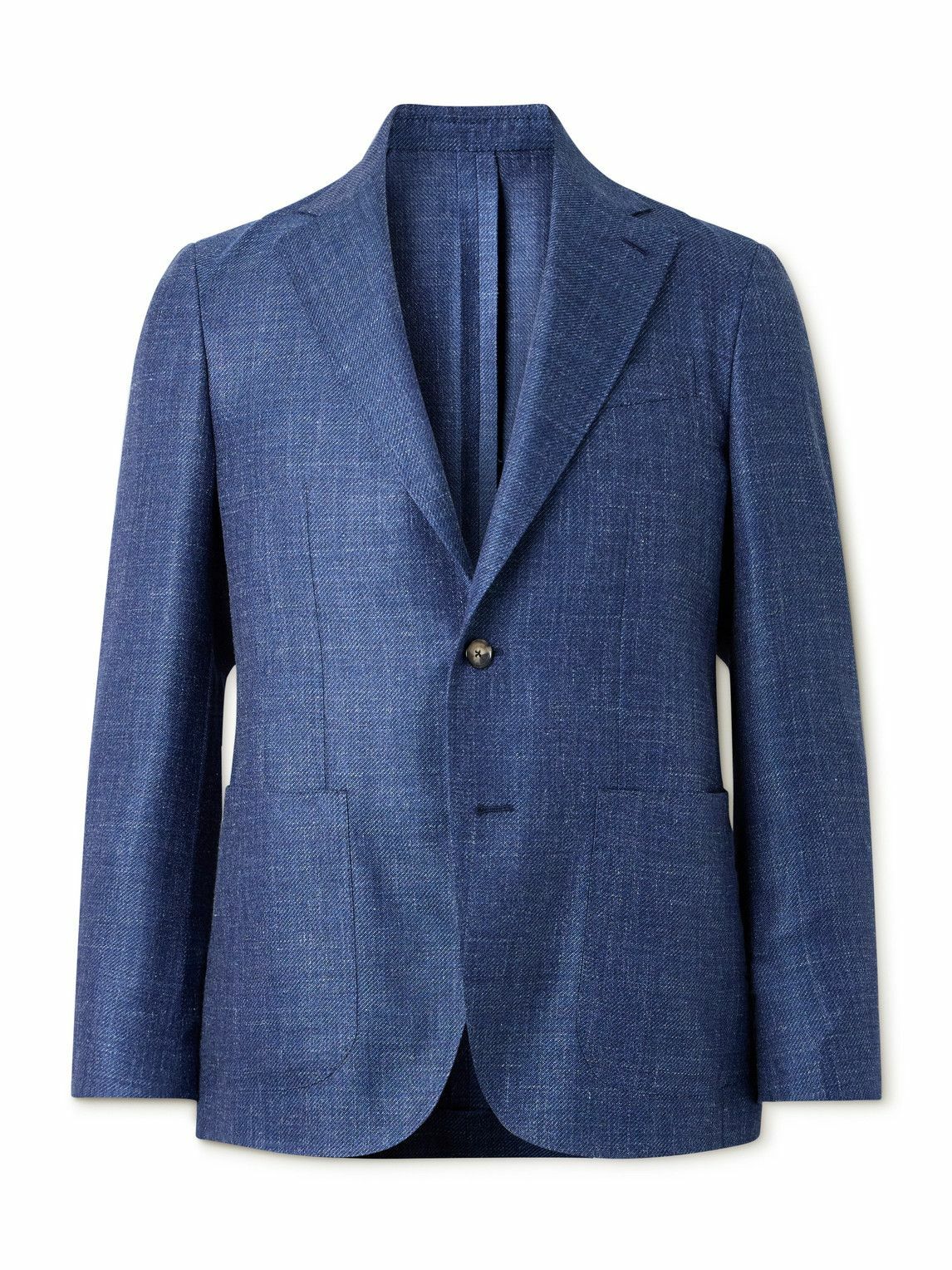 Caruso - Wool, Silk and Linen-Blend Blazer - Blue