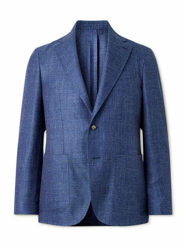 Photo: Caruso - Wool, Silk and Linen-Blend Blazer - Blue