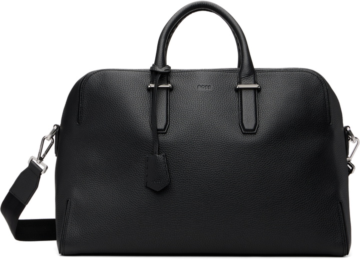 Photo: BOSS Black Grained-Leather Holdall Duffle Bag