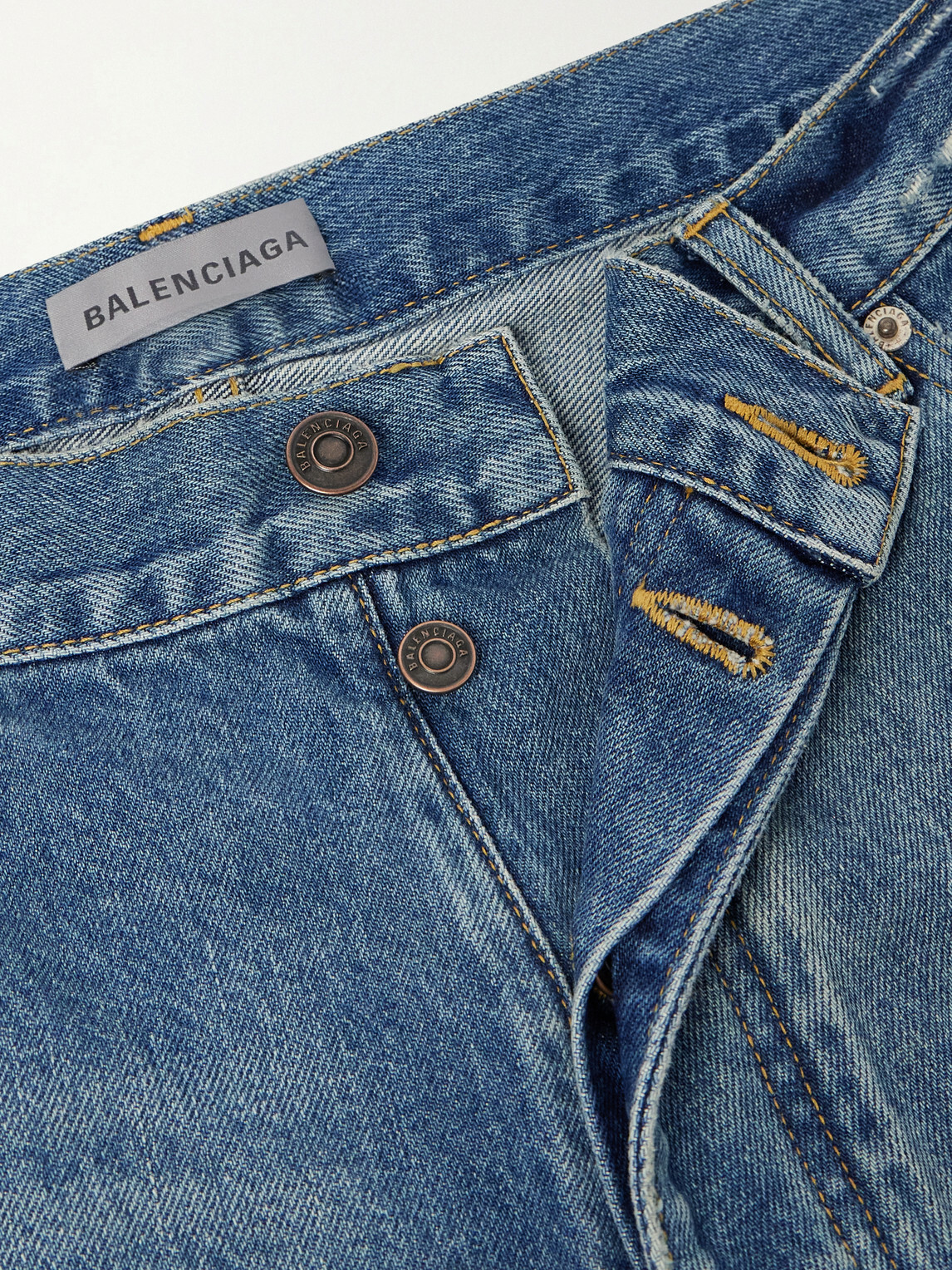 Balenciaga - Wide-Leg Distressed Jeans - Blue