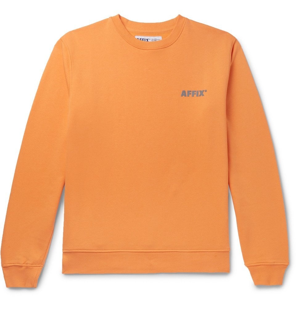 Photo: AFFIX - Logo-Appliquéd Fleece-Back Cotton-Jersey Sweatshirt - Orange