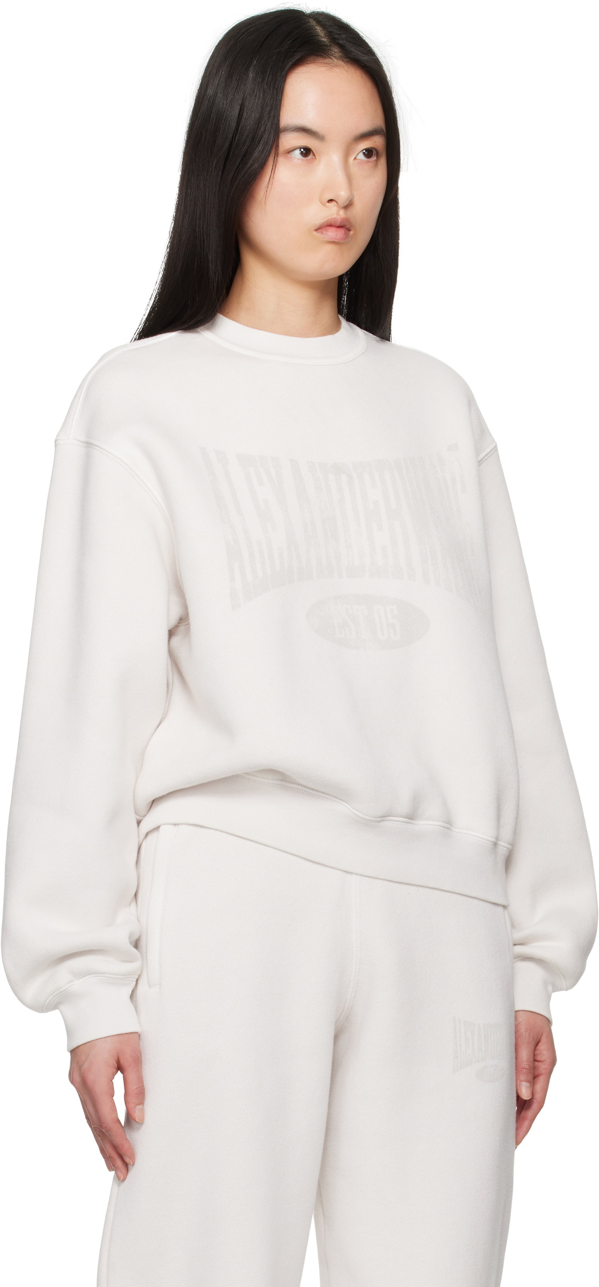alexanderwang.t Off-White Distressed Logo Sweatshirt