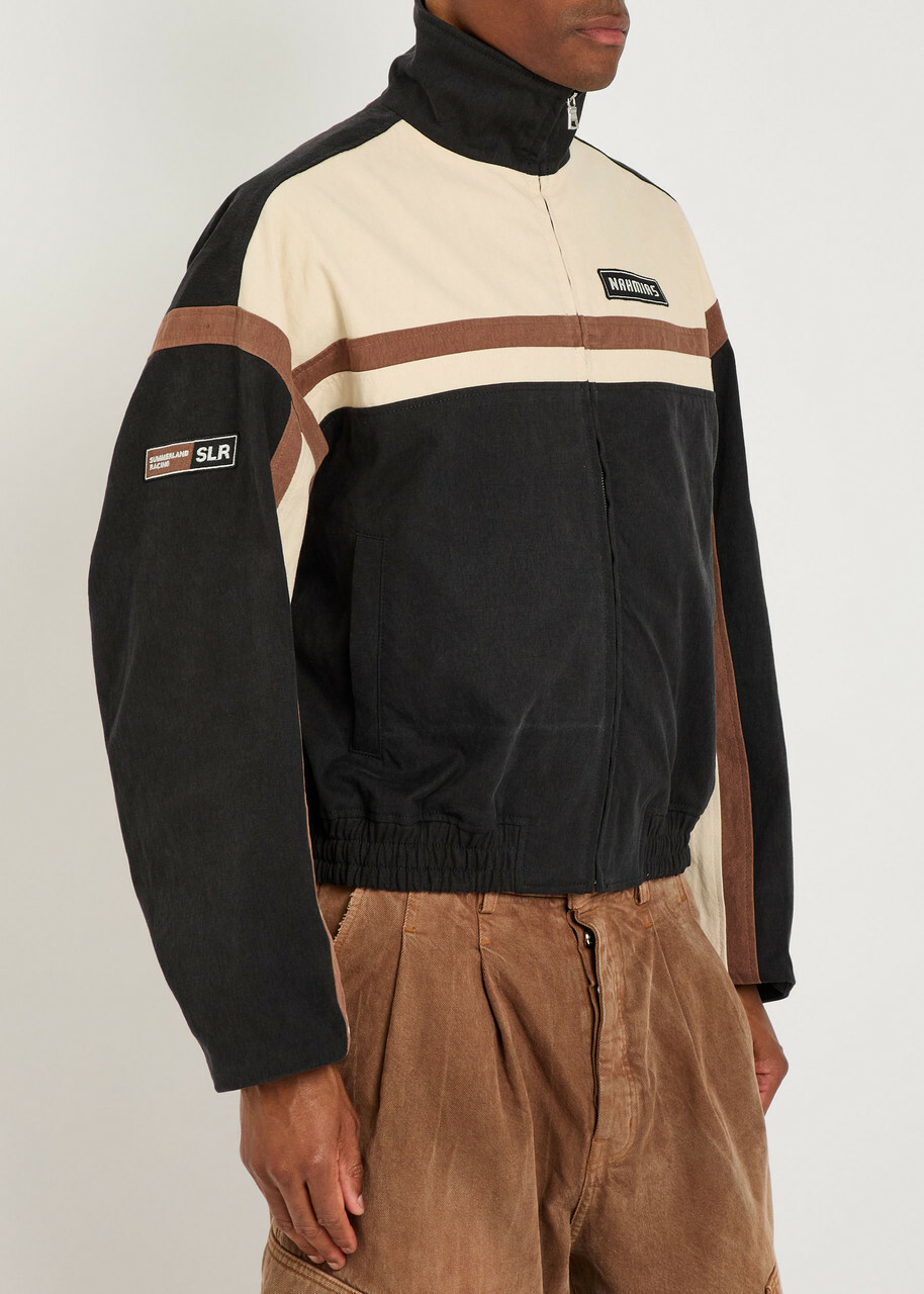 Nahmias Appliquéd Canvas Bomber Jacket Black