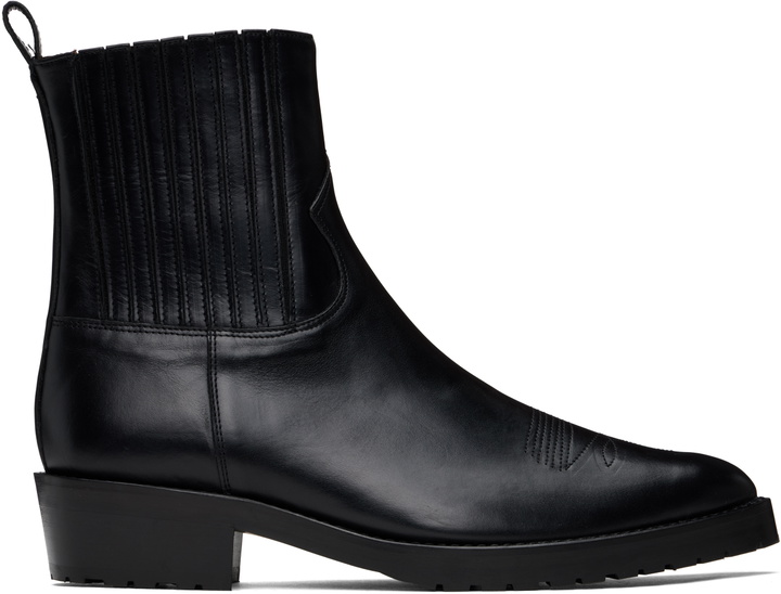 Photo: Toga Virilis SSENSE Exclusive Black Hard Leather Chelsea Boots