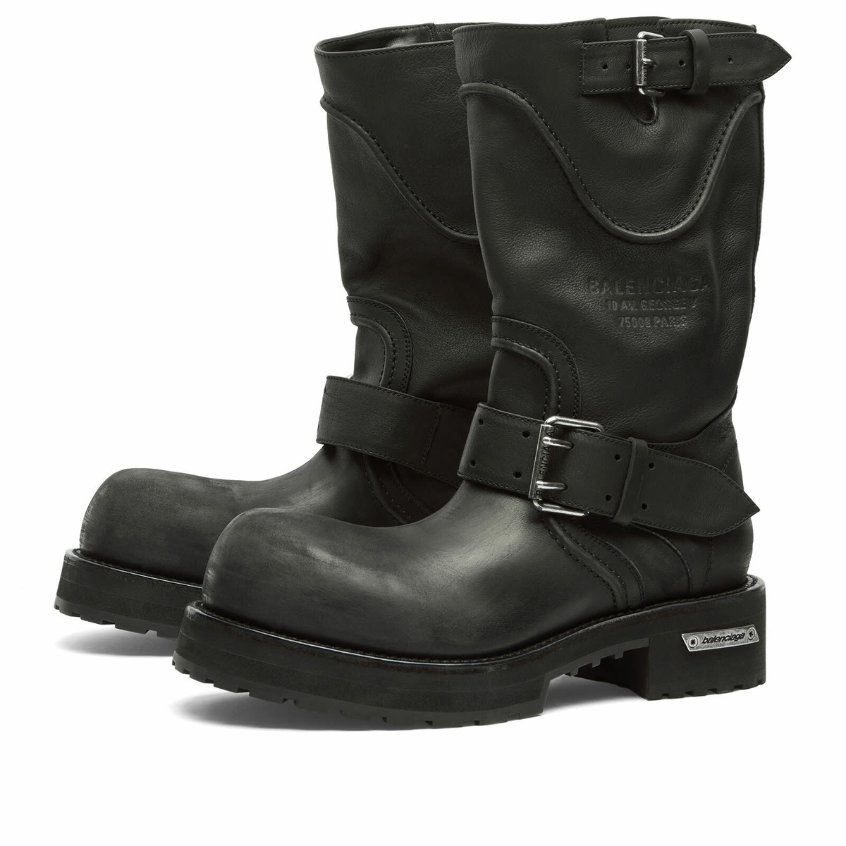 Balenciaga Men's Venom Leather Boots in Black/Silver
