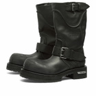 Balenciaga Men's Venom Leather Boots in Black/Silver