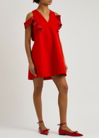 Stine Goya Ruffled Crystal-embellished Crepe Mini Dress Red