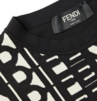 Fendi - Slim-Fit Logo-Jacquard Cotton Sweater - Black