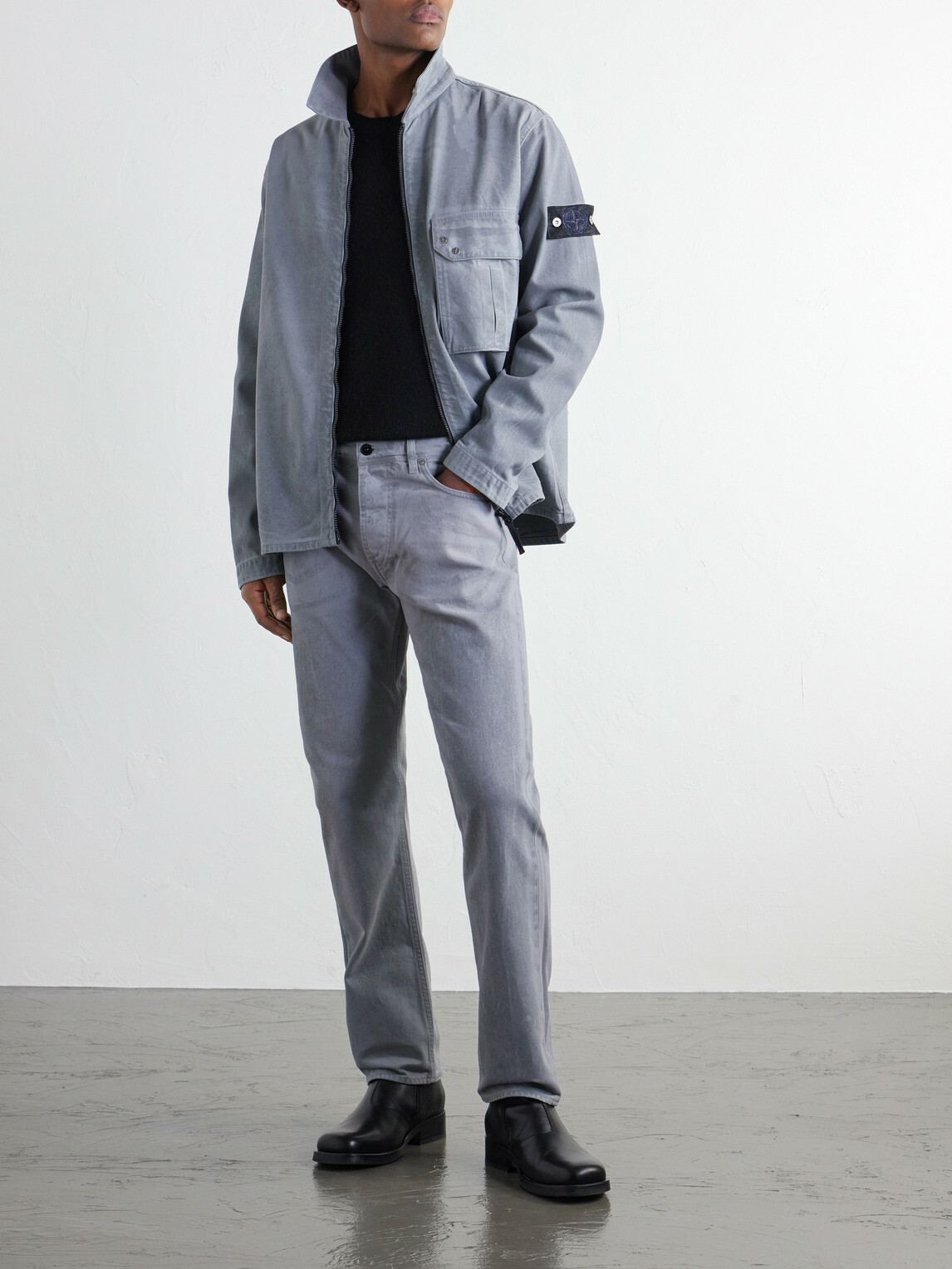 Stone Island - DENIM Corroded Bull Denim-TC Overshirt - Gray