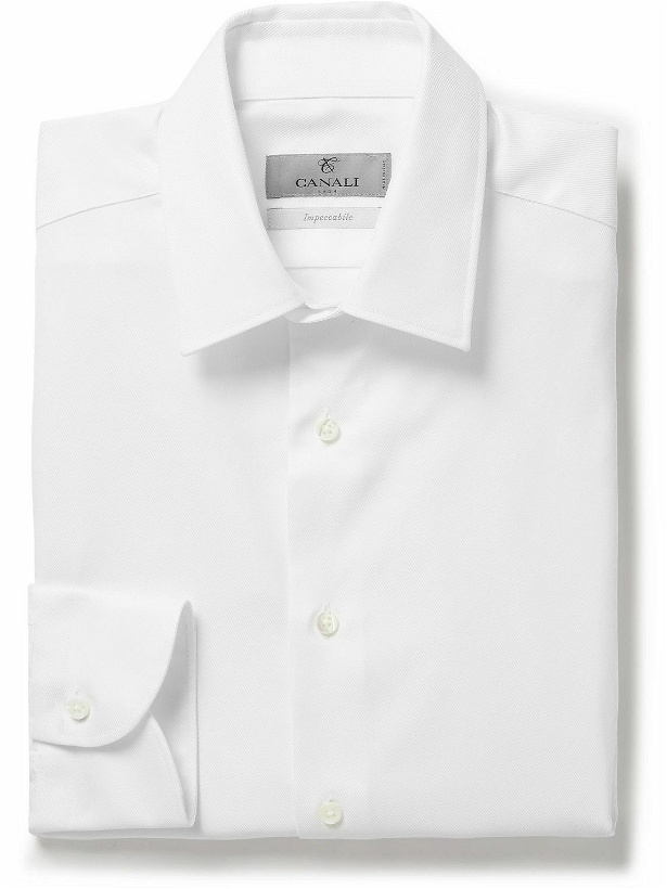 Photo: Canali - Impeccable Slim-Fit Cotton-Twill Shirt - White