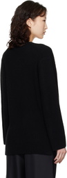 Loulou de Saison Black Gabe U Neck Ribbed Cashmere Sweater