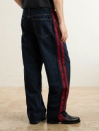 NAHMIAS - Destroyed Wide-Leg Striped Jeans - Blue