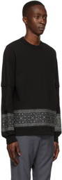 Sacai Black Cotton Embroidery Long Sleeve T-Shirt