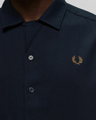 Fred Perry Pique Texture Revere Collar Sh Blue - Mens - Shortsleeves