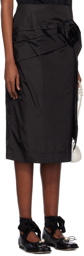 Simone Rocha Black Pressed Rose Midi Skirt