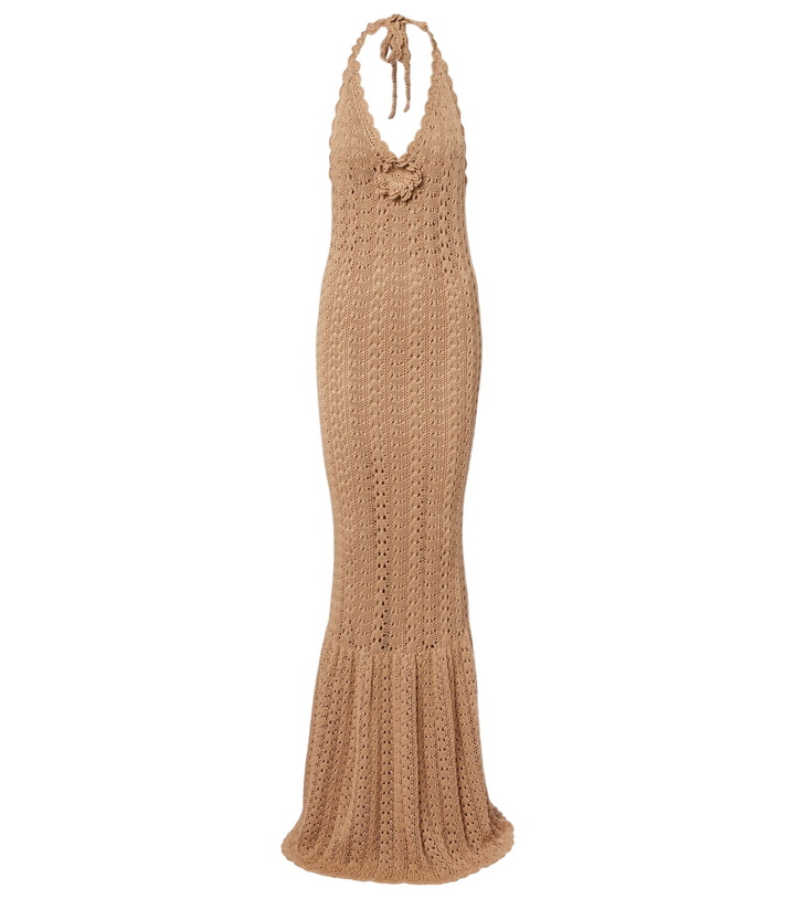 Photo: Elie Saab Floral-appliqué crochet cotton maxi dress