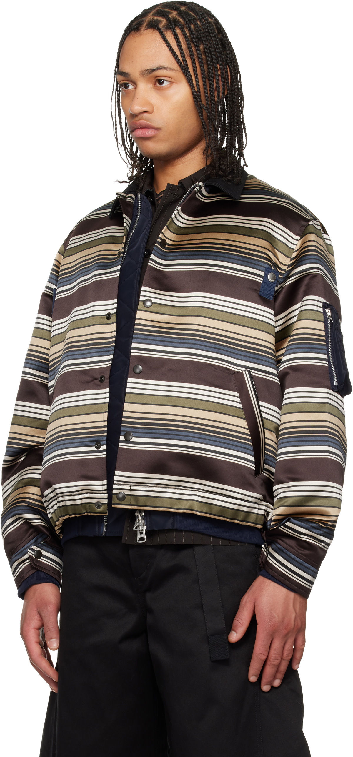 sacai Multicolor Horizontal Stripe Blouson Bomber Jacket Sacai