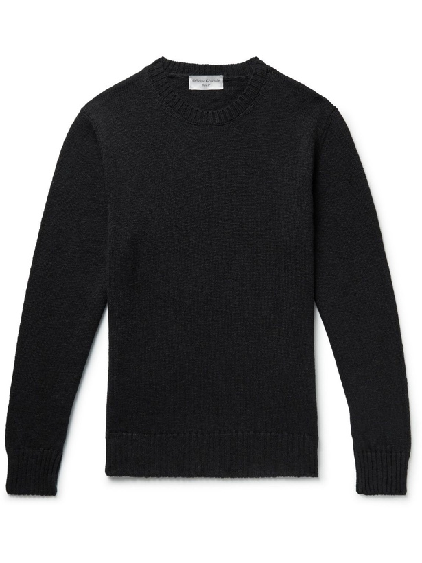 Photo: Officine Générale - Marco Cotton and Linen-Blend Sweater - Black