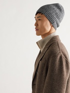 BRUNELLO CUCINELLI - Ribbed Wool, Cashmere and Silk-Blend Beanie - Gray