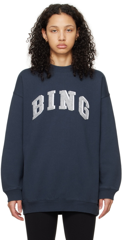 Photo: ANINE BING Navy Tyler 'Bing' Sweatshirt