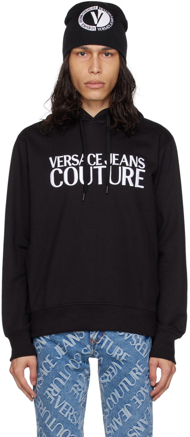 Versace Jeans Couture Black Embroidered Hoodie Versace