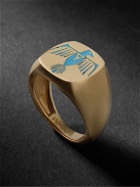 Jacquie Aiche - Thunderbird Crest Gold and Enamel Signet Ring - Gold