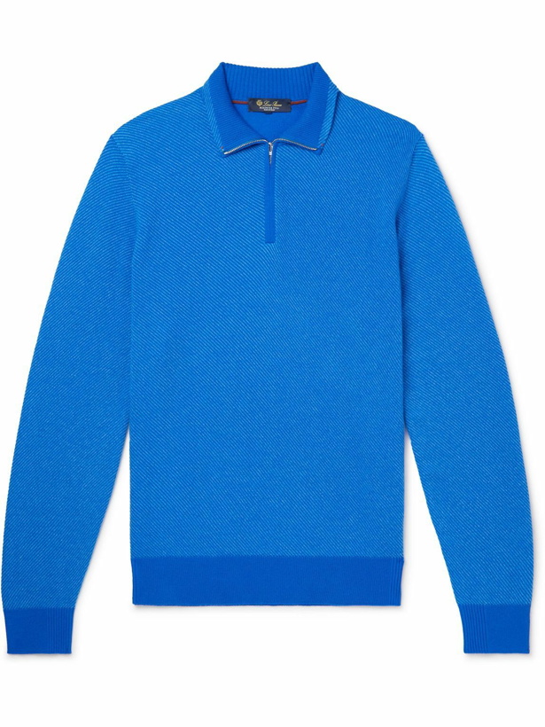 Photo: Loro Piana - Roadster Slim-Fit Striped Cashmere Half-Zip Sweater - Blue