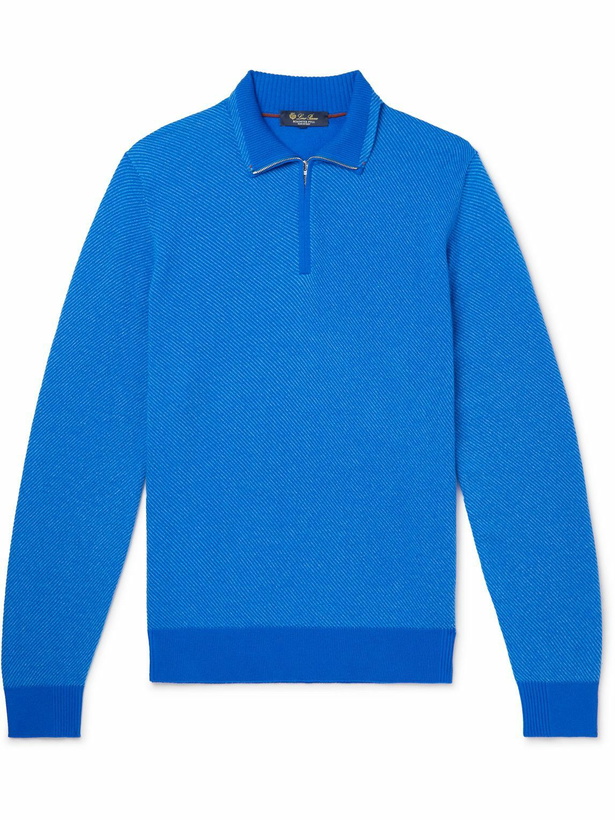 Photo: Loro Piana - Roadster Slim-Fit Striped Cashmere Half-Zip Sweater - Blue