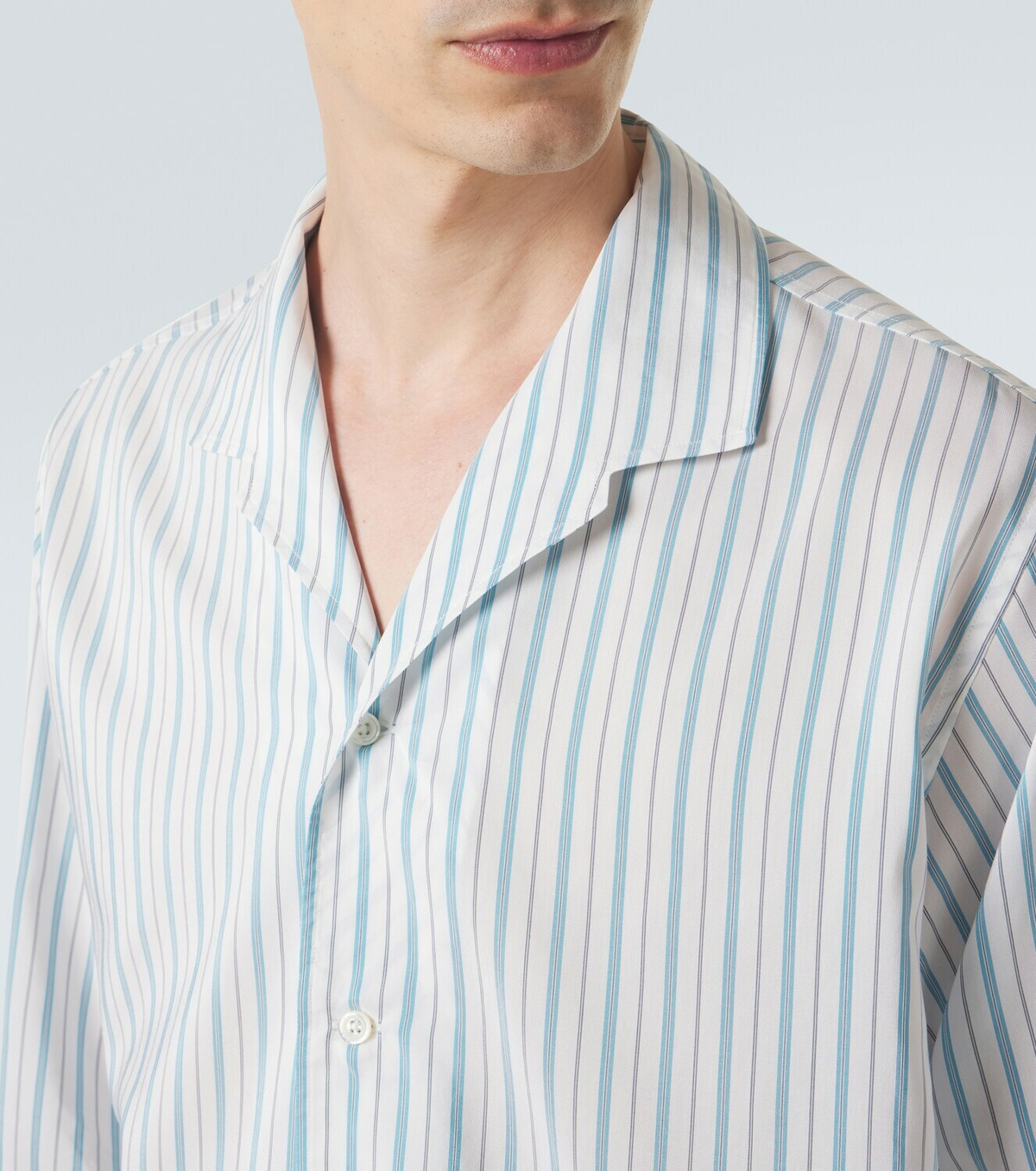 Umit Benan Franco pinstripe silk and cotton shirt