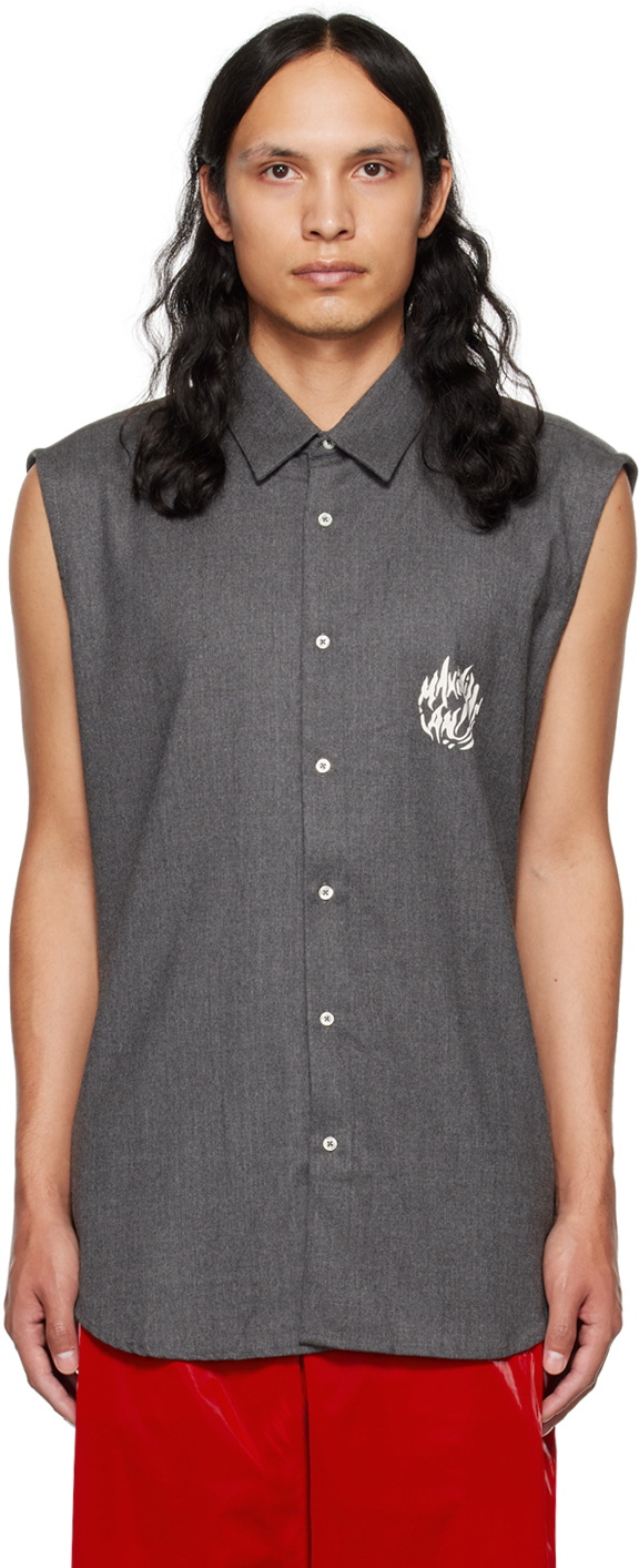 Maximilian Davis Gray Printed Shirt