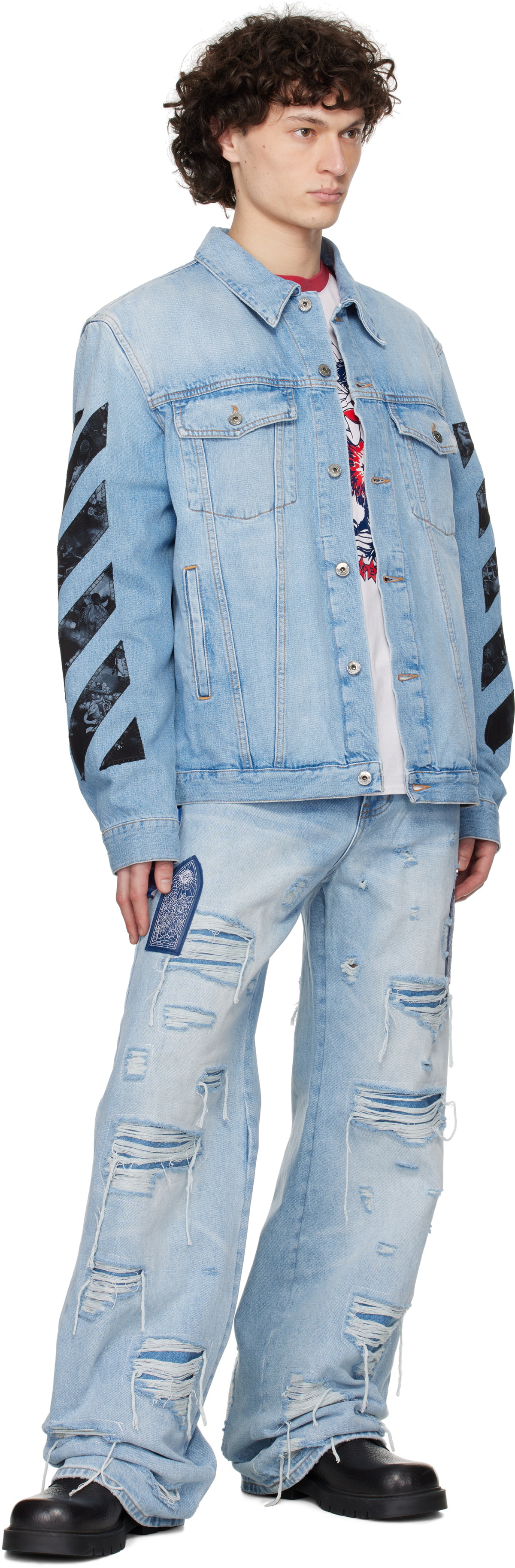 Off-White Blue Fresco Diag Arrow Skate Denim Jacket