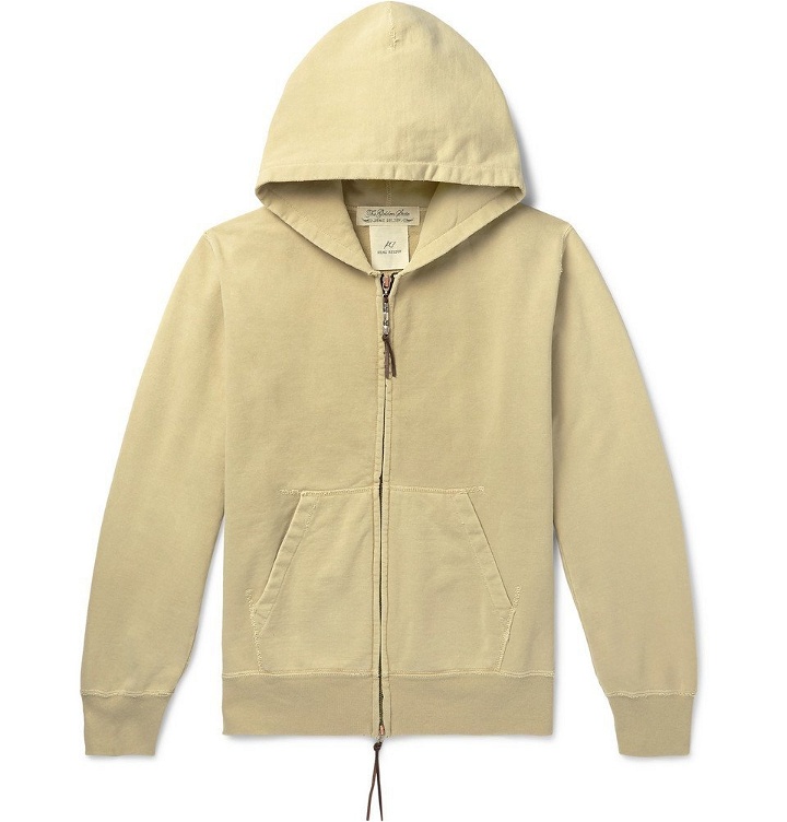 Photo: Remi Relief - Distressed Loopback Cotton-Jersey Zip-Up Hoodie - Cream