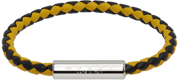 Photo: Marni Black & Yellow Braided Leather Bracelet