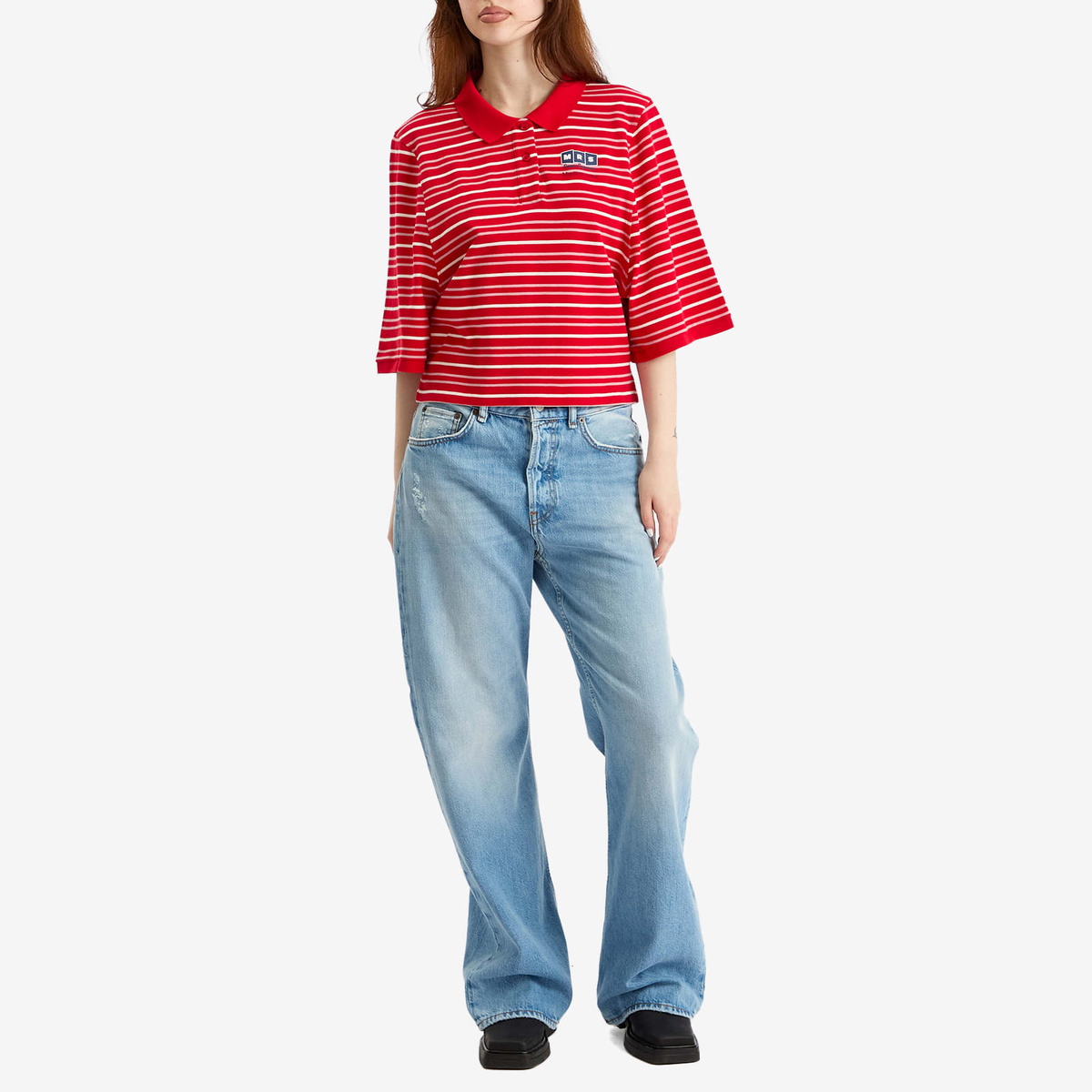 Martine Rose Women's Polo T-Shirt in Red/White Stripe