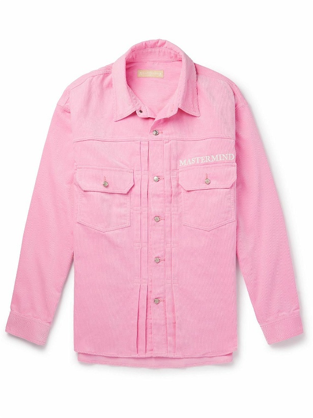 Photo: Mastermind World - Logo-Embroidered Cotton-Corduroy Shirt - Pink