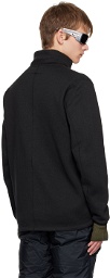 Nanga Black Stand Collar Zip-Up Sweater