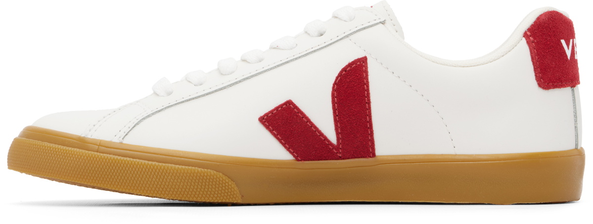 VEJA White & Red Esplar Leather Sneakers