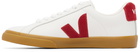 VEJA White & Red Esplar Leather Sneakers