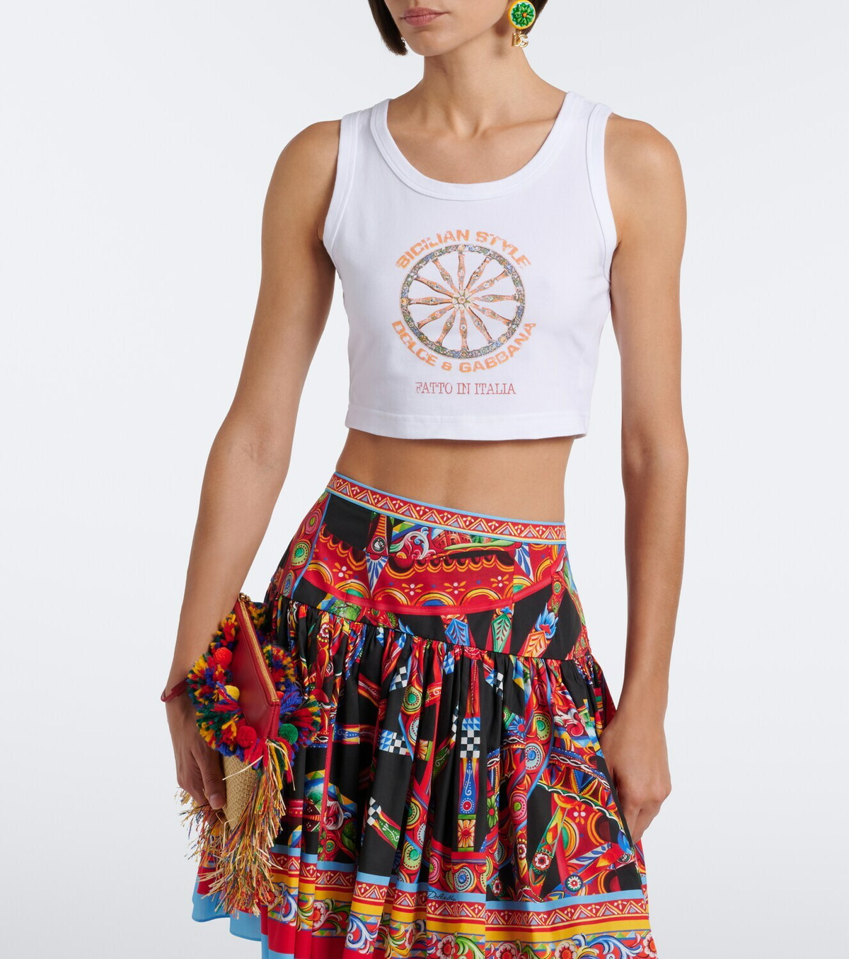 Dolce&Gabbana Caretto cotton-blend crop top