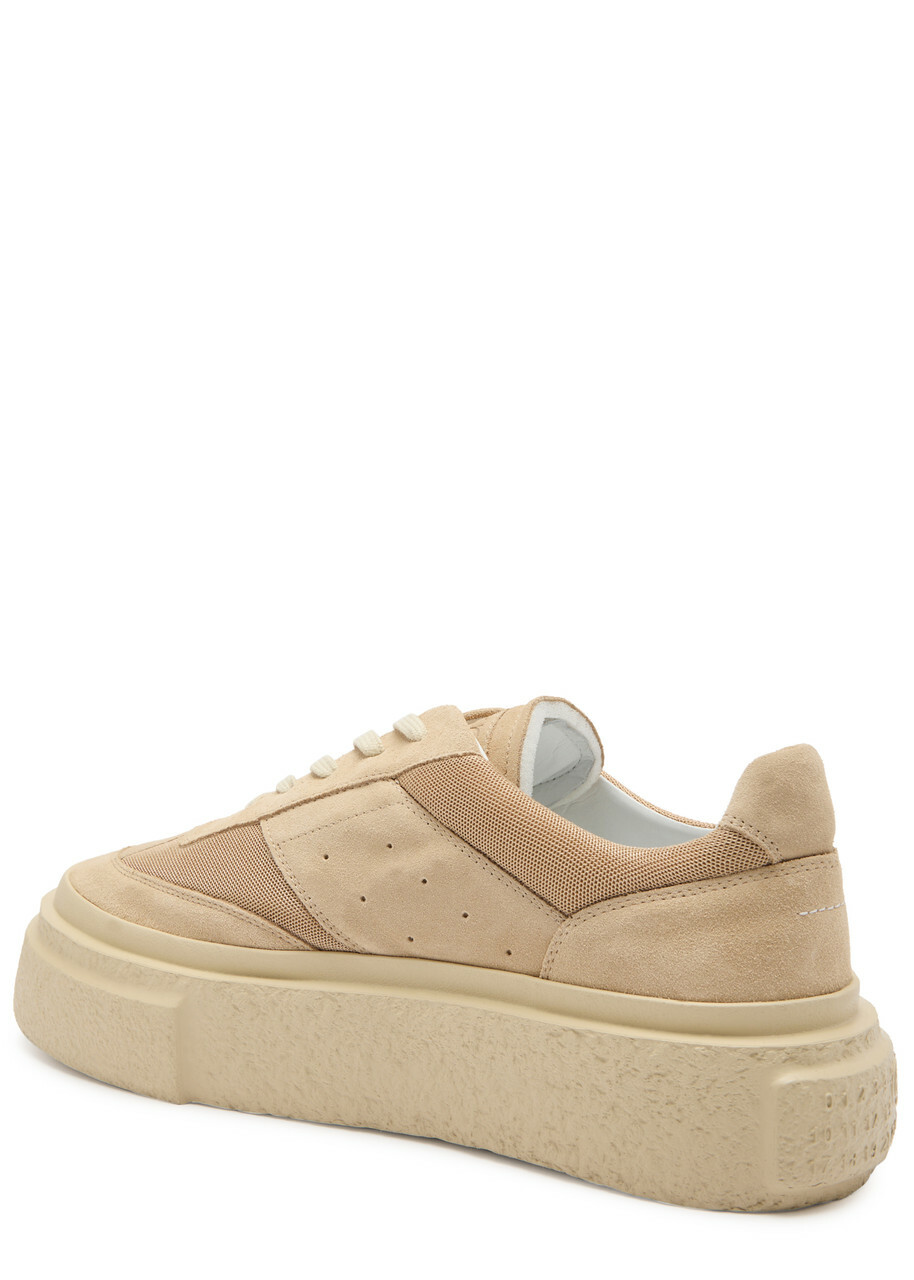 MM6 BY Maison Margiela Panelled Suede Flatform Sneakers Cream